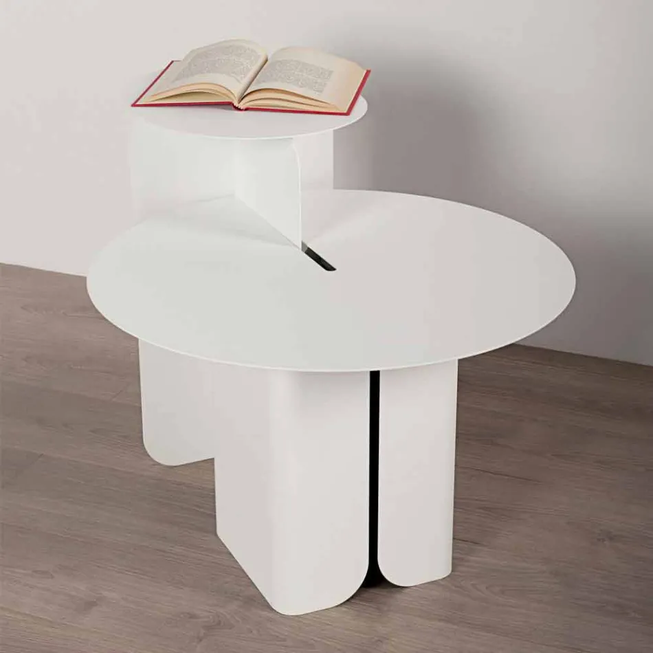 Composition de 2 tables basses modernes en acier Made in Italy - Peuplier Viadurini