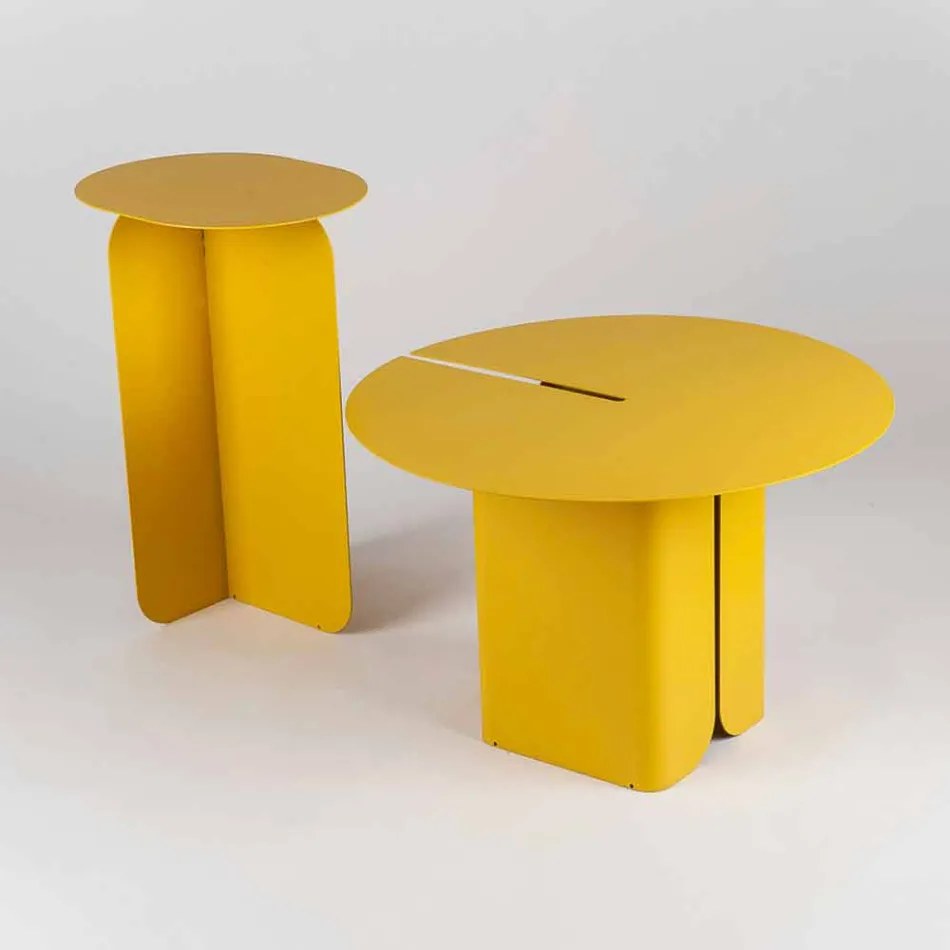 Composition de 2 tables basses modernes en acier Made in Italy - Peuplier Viadurini