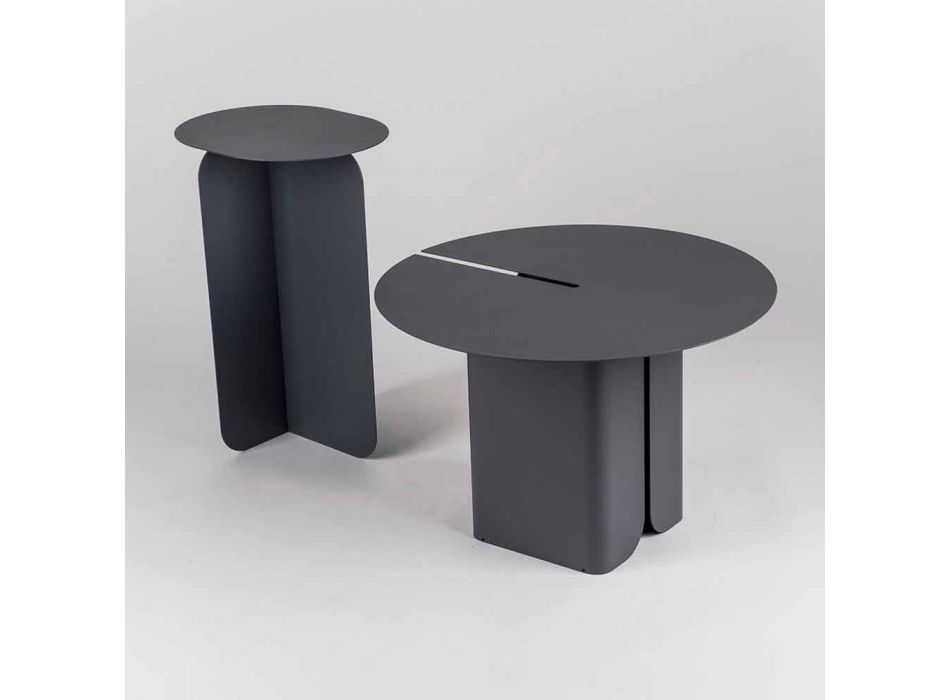 Composition de 2 tables basses modernes en acier Made in Italy - Peuplier Viadurini