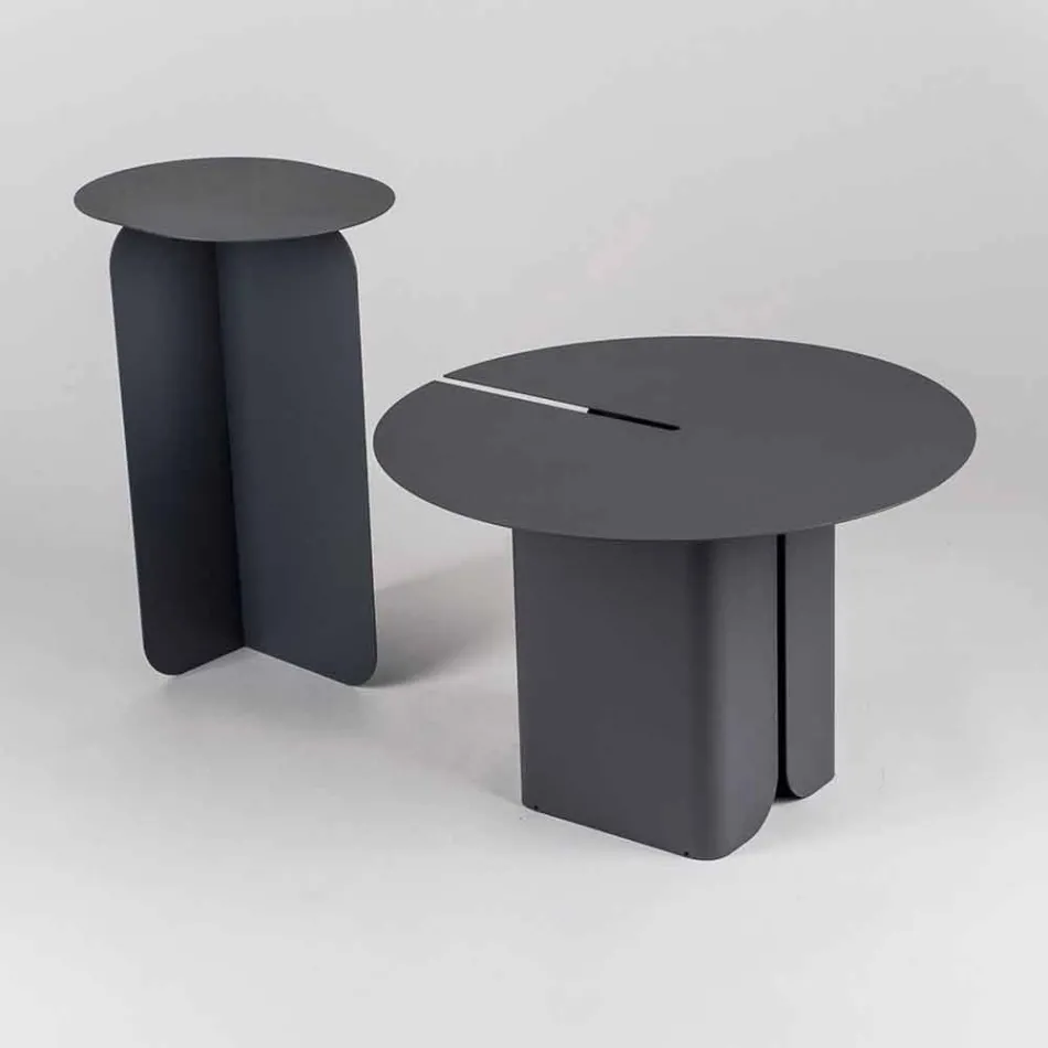 Composition de 2 tables basses modernes en acier Made in Italy - Peuplier Viadurini