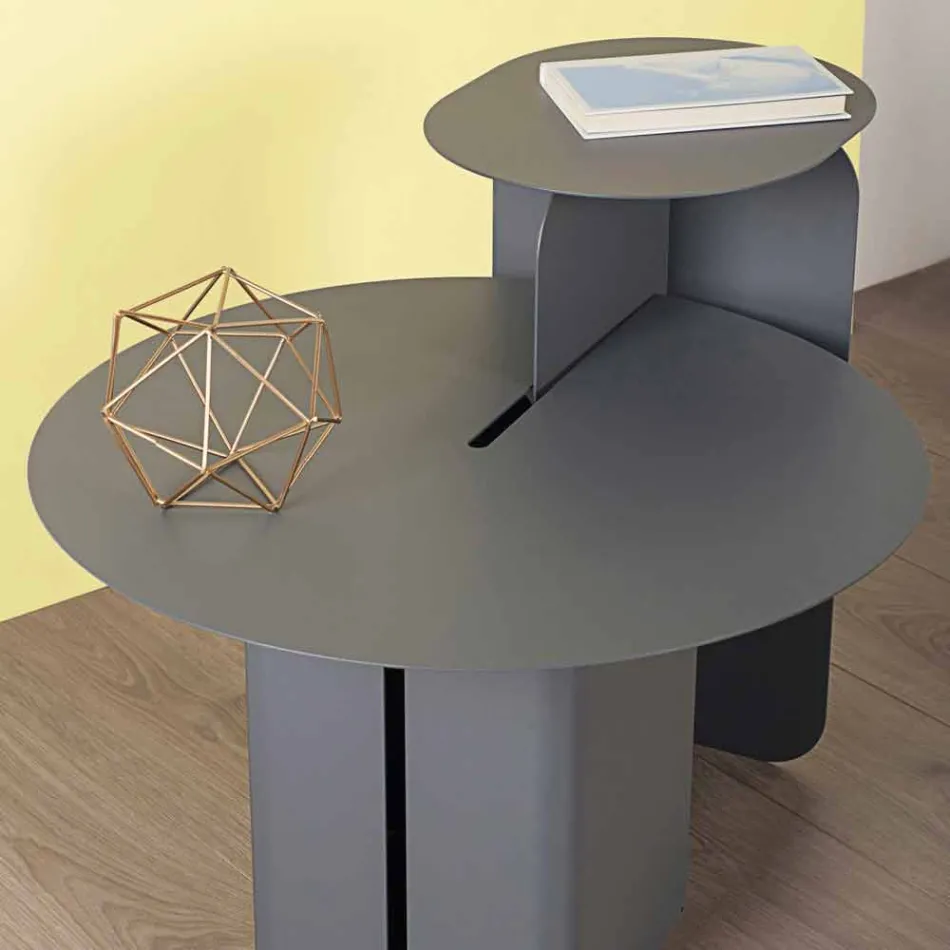 Composition de 2 tables basses modernes en acier Made in Italy - Peuplier Viadurini