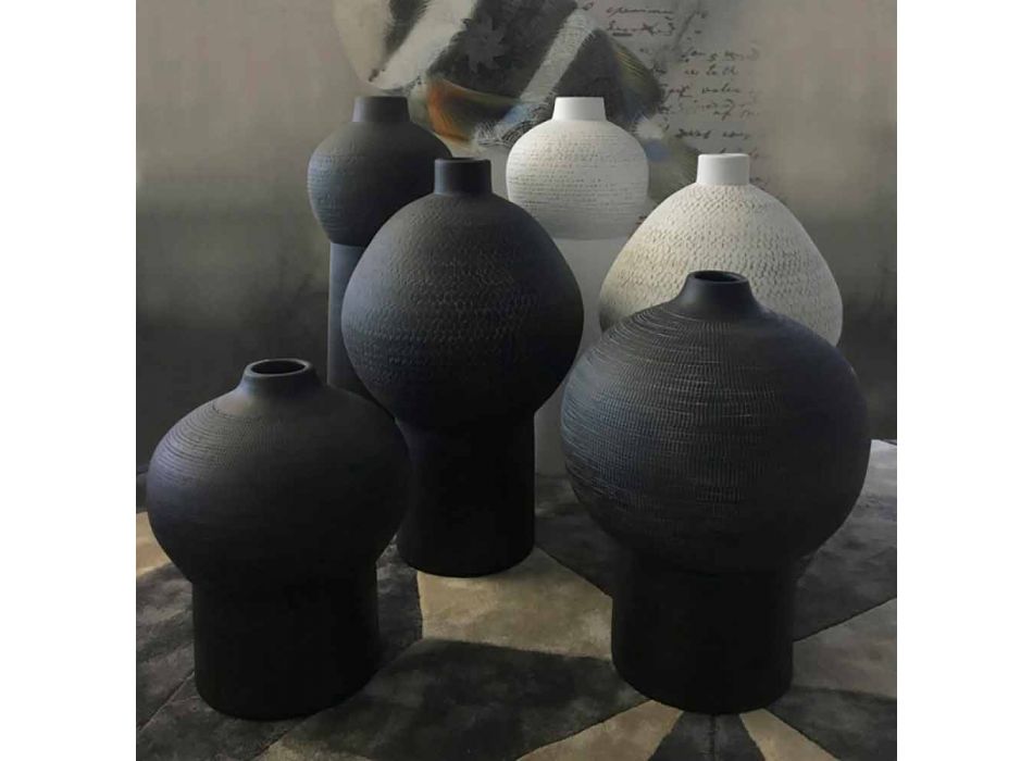 Composition de 2 Vases Décoratifs en Céramique Décorée - Lampedusa Viadurini