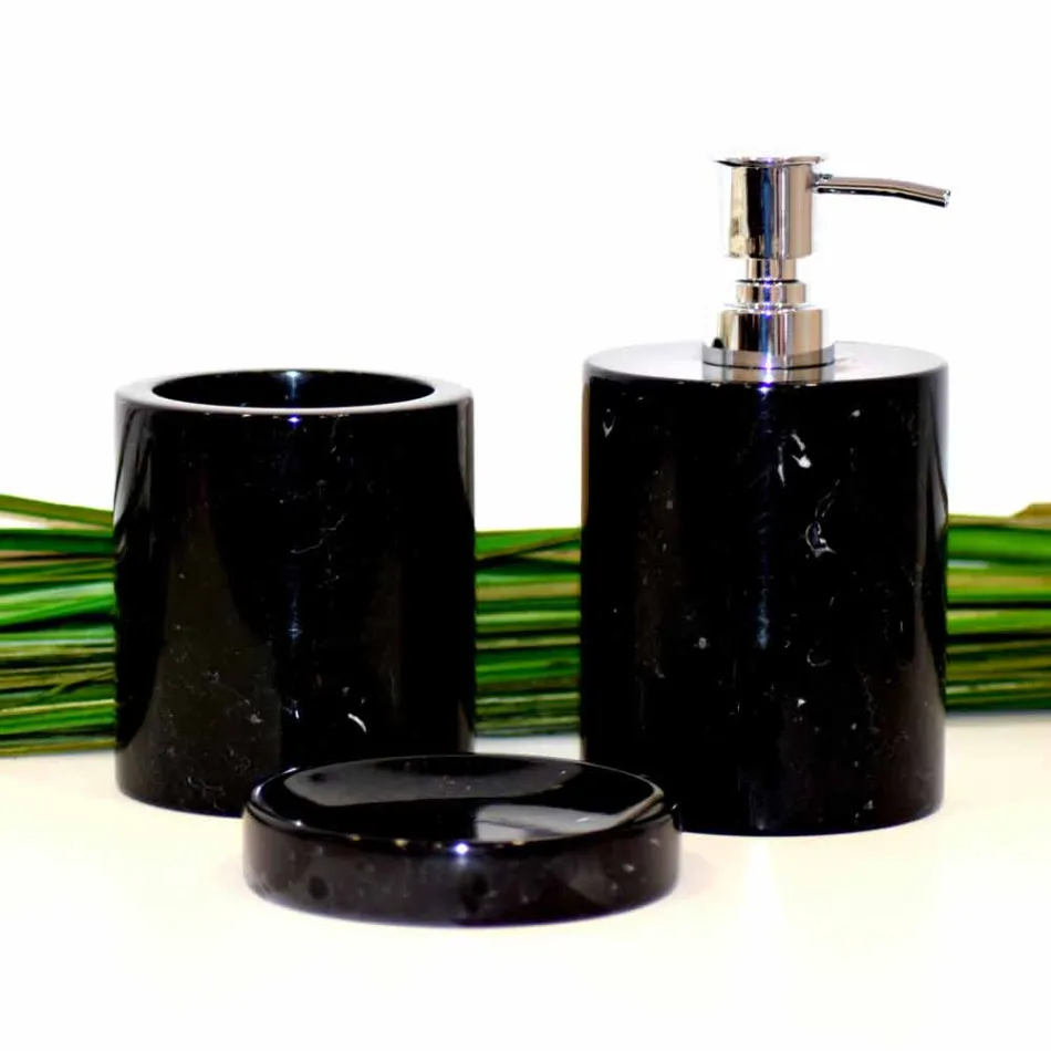 Composition de 3 accessoires de salle de bain en marbre poli Made in Italy - Trevio Viadurini