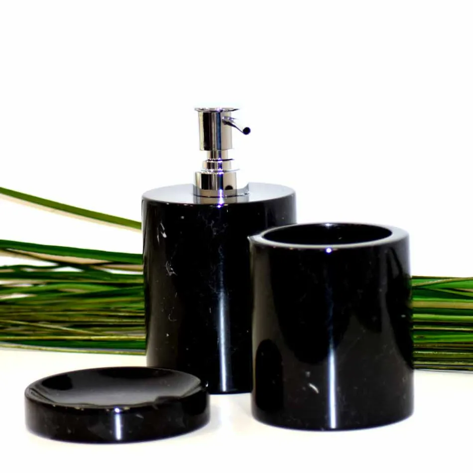 Composition de 3 accessoires de salle de bain en marbre poli Made in Italy - Trevio Viadurini