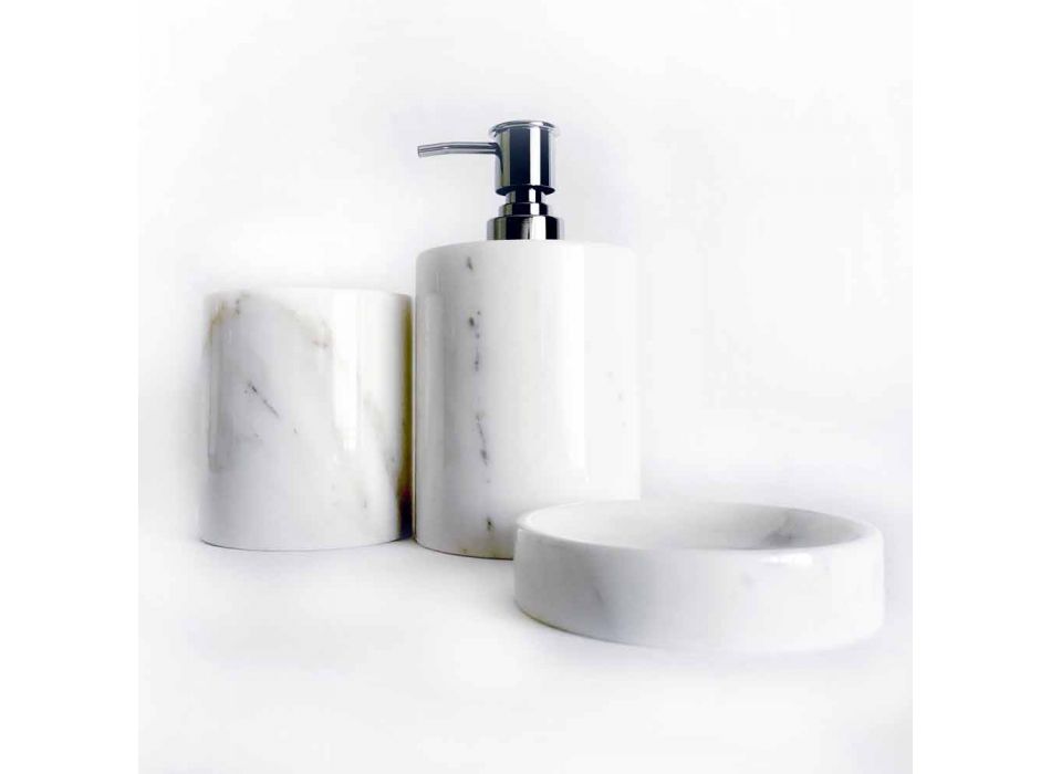 Composition de 3 accessoires de salle de bain en marbre poli Made in Italy - Trevio Viadurini