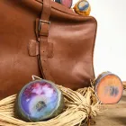 Composition de 3 bougies en cire colorée, pièces uniques, fabriquées en Italie - Dela Viadurini