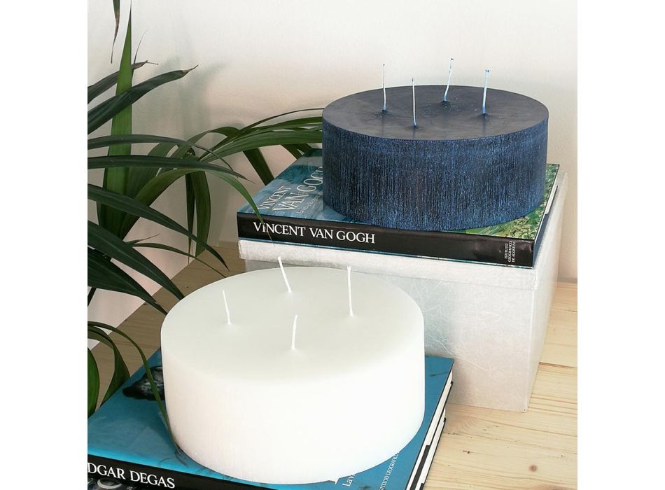 Composition de 3 bougies rondes en cire modernes fabriquées en Italie - Candie Viadurini