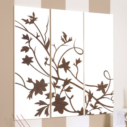 Composition de 3 panneaux représentant une branche avec des feuilles Made in Italy - Ashton Viadurini