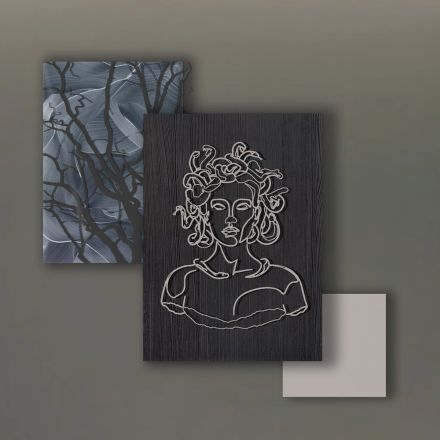 Composition de 3 panneaux avec la stylisation de Medusa Made in Italy - Ichika Viadurini