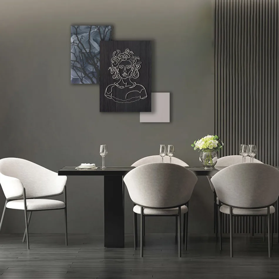 Composition de 3 panneaux avec la stylisation de Medusa Made in Italy - Ichika Viadurini