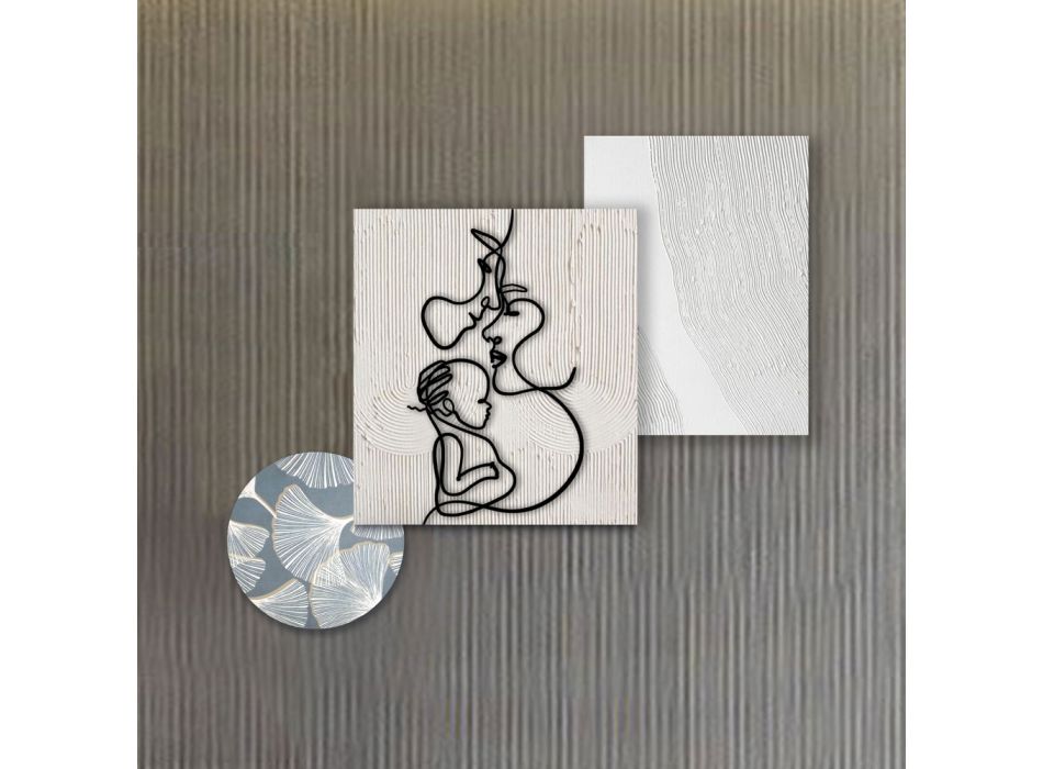 Composition de 3 panneaux avec stylisation de l'amour Made in Italy - Keina Viadurini