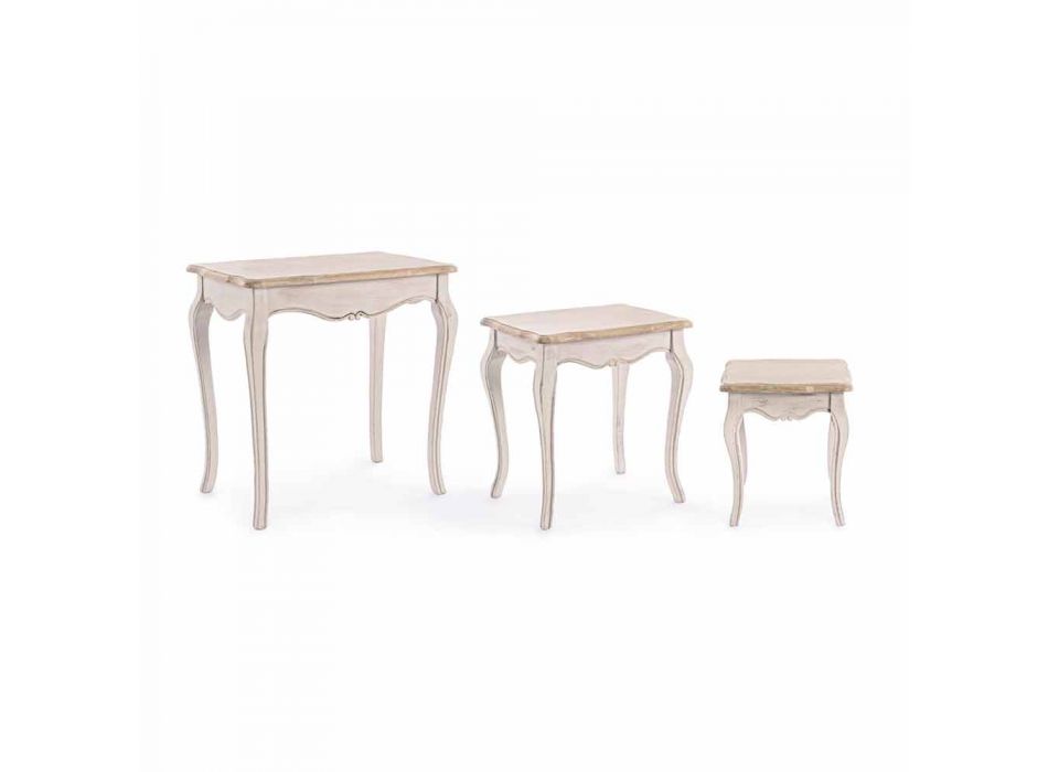 Composition de 3 Tables Basses en Bois Design Classique Homemotion - Classique Viadurini