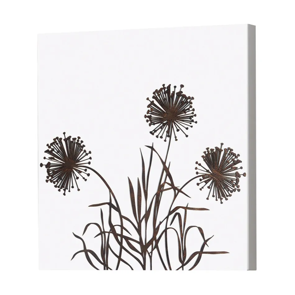 Composition de 4 Panneaux avec Hortensias, Allium et Thypha Made in Italy - Calcul Viadurini