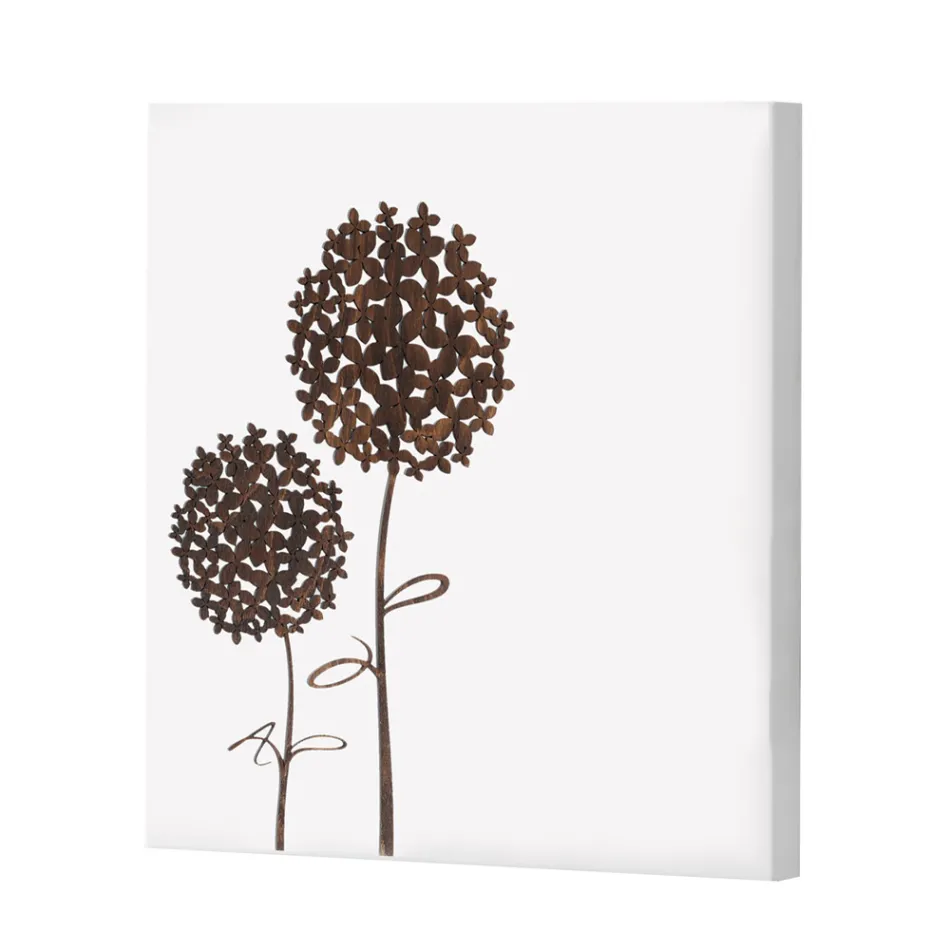 Composition de 4 Panneaux avec Hortensias, Allium et Thypha Made in Italy - Calcul Viadurini