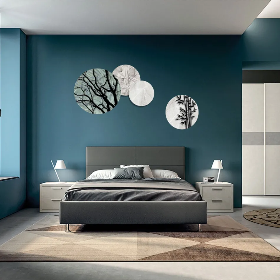 Composition de 4 panneaux ronds réalisés au laser Made in Italy - Maeko Viadurini