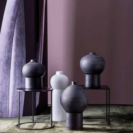Composition de 4 Vases Décoratifs en Céramique Noire et Blanche - Calicanto Viadurini
