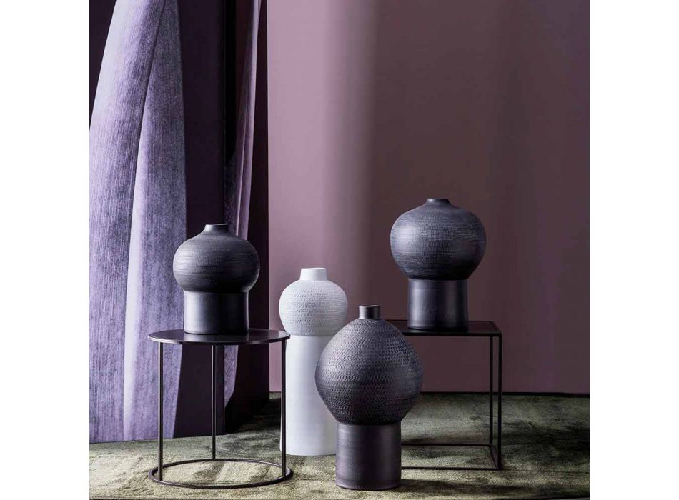 Composition de 4 Vases Décoratifs en Céramique Noire et Blanche - Calicanto Viadurini