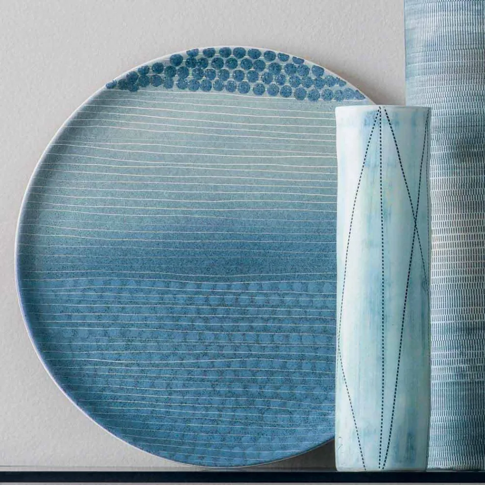 Composition de 4 Vases et Centre de Table en Porcelaine Peinte à la Main - Liberio Viadurini