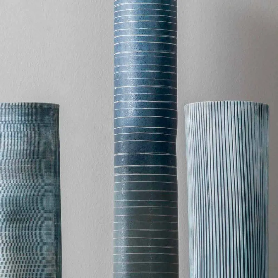 Composition de 4 Vases et Centre de Table en Porcelaine Peinte à la Main - Liberio Viadurini