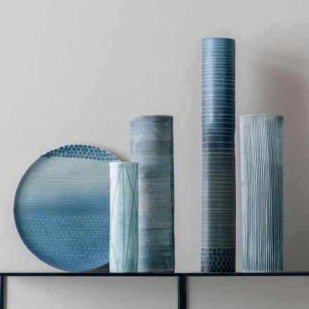 Composition de 4 Vases et Centre de Table en Porcelaine Peinte à la Main - Liberio Viadurini