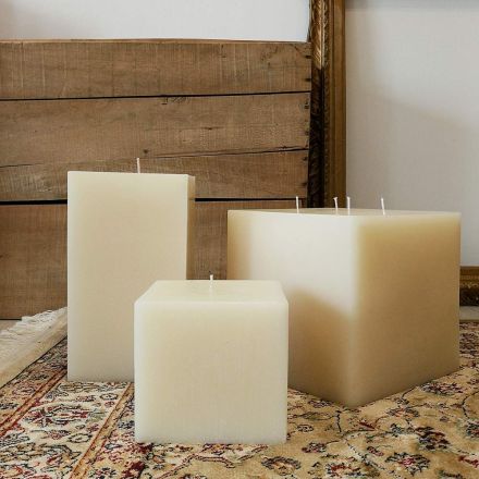 Composition de bougies carrées en cire fabriquées en Italie, 3 pièces - Mondelle Viadurini