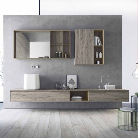 Composition de meubles de salle de bain modernes, design suspendu Made in Italy - Callisi6 Viadurini