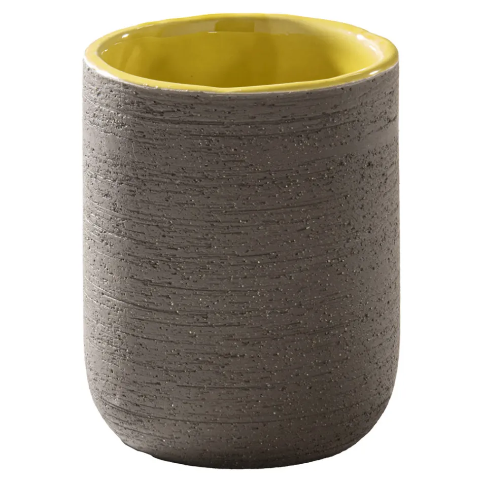 Composition de meuble de salle de bain jaune avec accessoires inclus - Carolie Viadurini