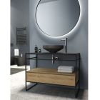Composition de meuble de salle de bain avec lavabo, base et miroir Made in Italy - Hoscar Viadurini
