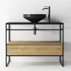 Composition de meuble de salle de bain avec lavabo, base et miroir Made in Italy - Hoscar Viadurini