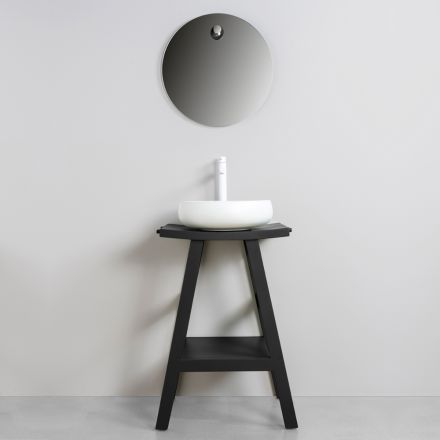 Composition de meuble de salle de bain noir complet avec miroir et accessoires - Maryse Viadurini