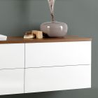 Composition de meuble de salle de bain suspendu en bois 4 tiroirs et miroir de luxe - Renga Viadurini
