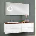 Composition de meuble de salle de bain suspendu en bois 4 tiroirs et miroir de luxe - Renga