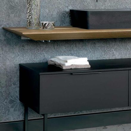 Composition de meuble de salle de bain 150 cm en bois naturel de luxe - Alide Viadurini