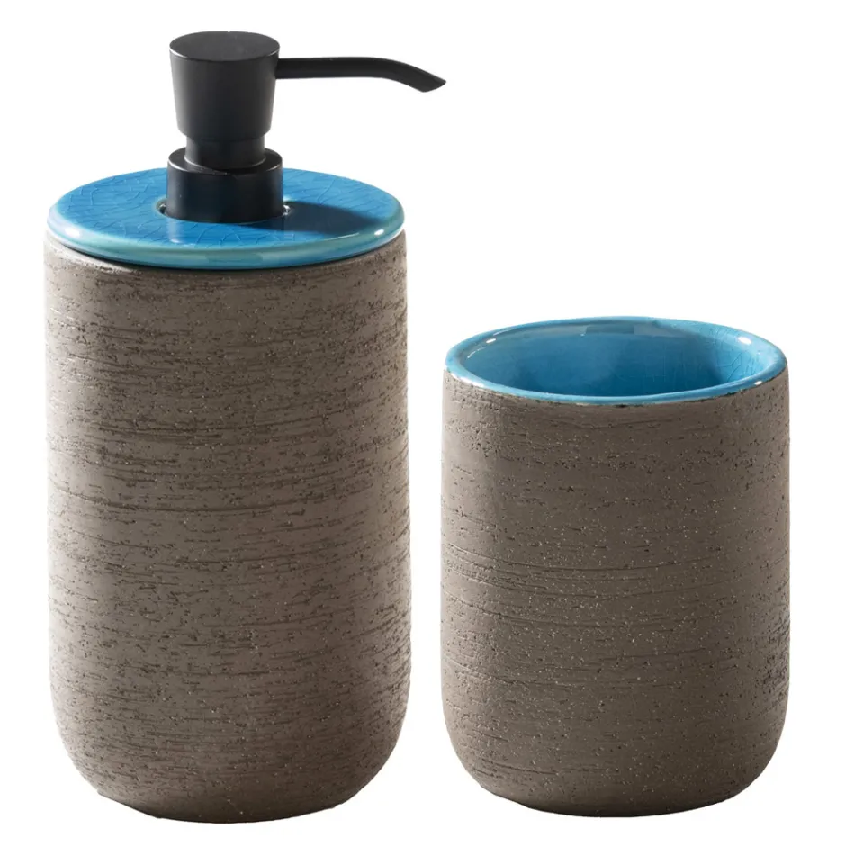 Composition de meuble de salle de bain au sol avec tiroir design bleu - Georges Viadurini