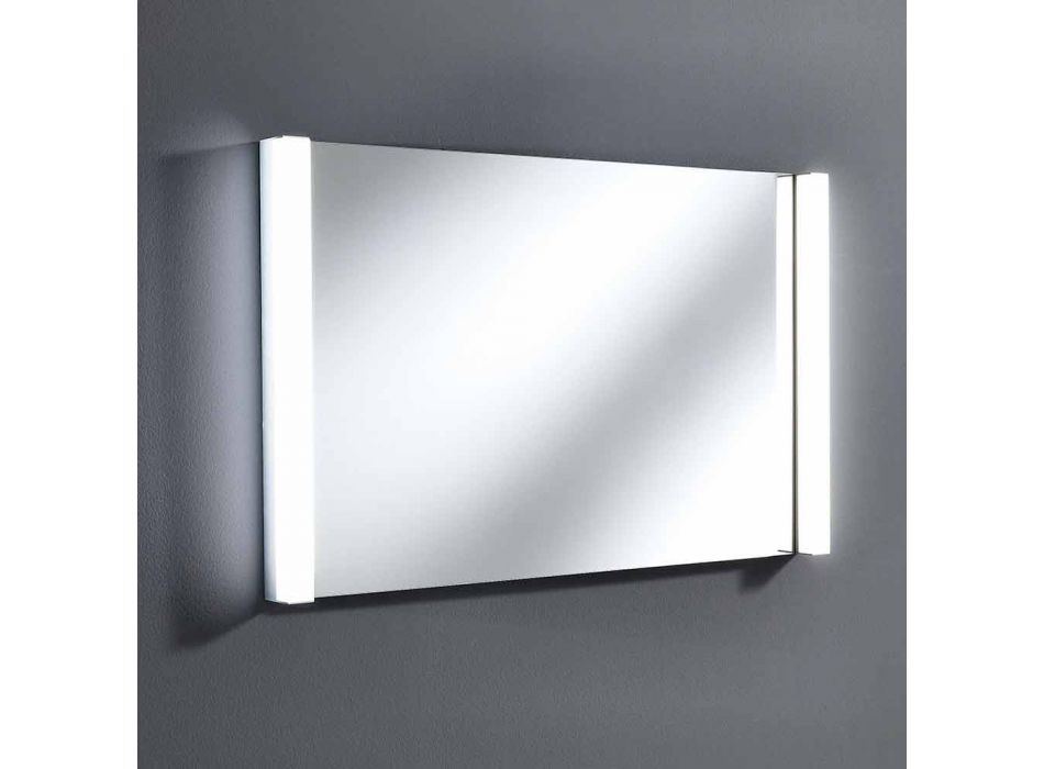 Composition de meubles de salle de bains suspendus de conception moderne blanche avec miroir - Desideria Viadurini
