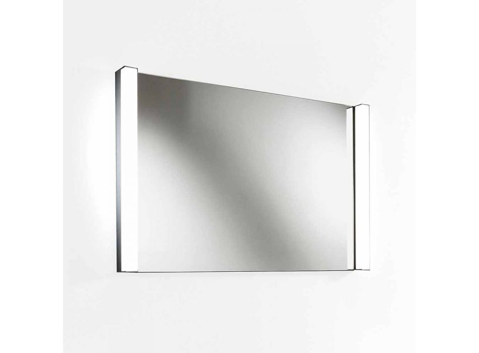 Composition de meubles de salle de bains suspendus de conception moderne blanche avec miroir - Desideria Viadurini