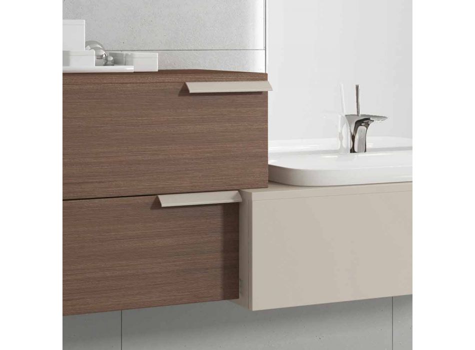 Composition de conception de meubles de salle de bain suspendus Happy wood laqué Happy Viadurini