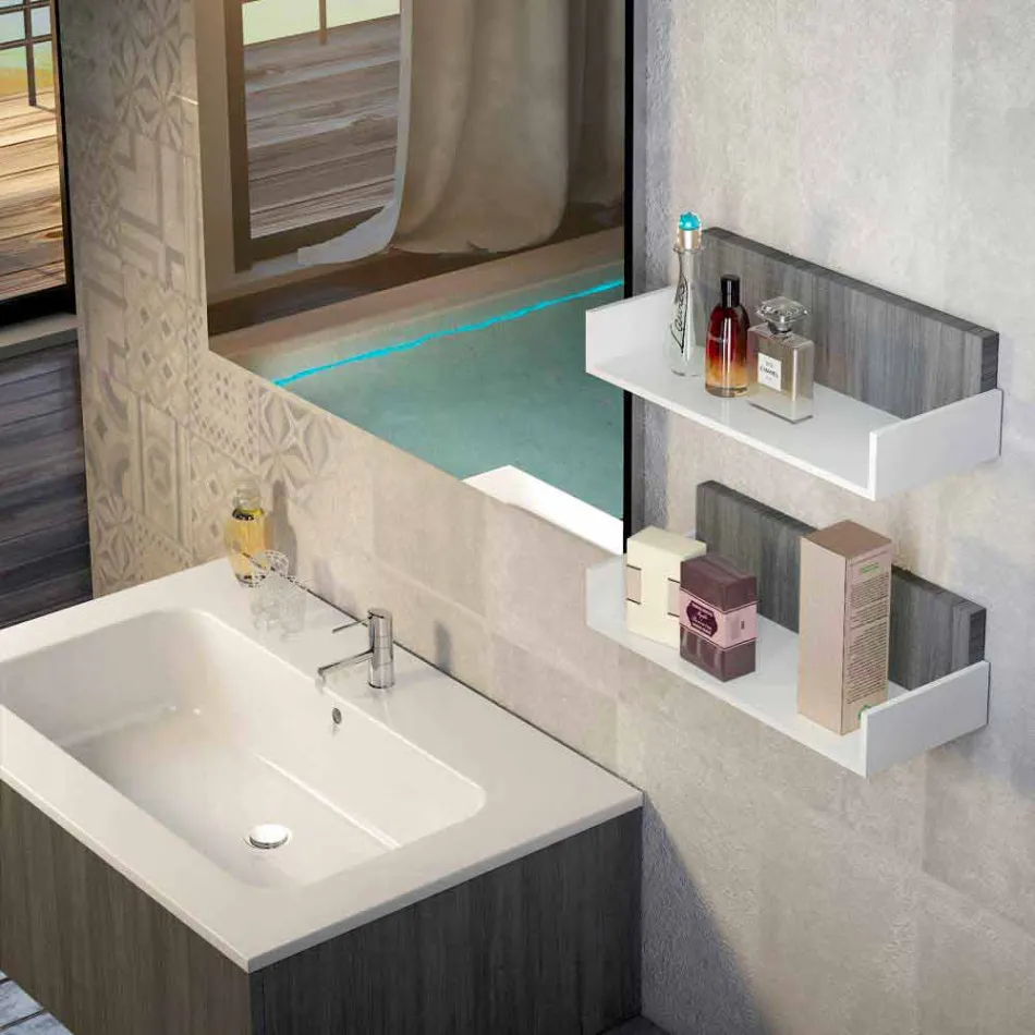 Composition meuble salle de bain en bois made in Italy Forlì Viadurini