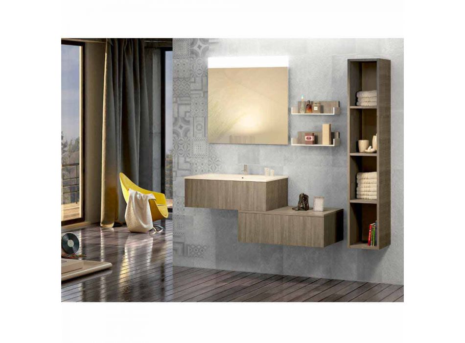 Composition meuble salle de bain en bois made in Italy Forlì Viadurini