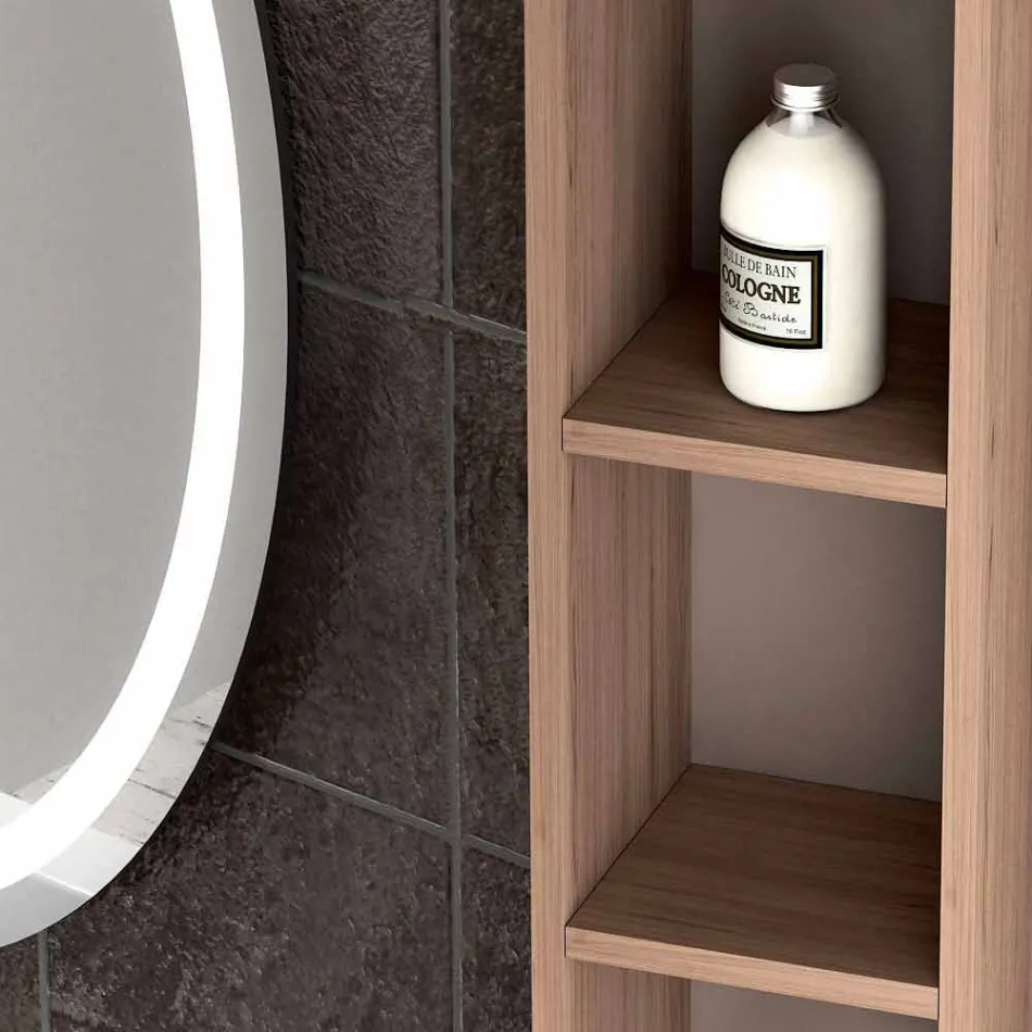 Composition de meubles de salle de bain suspendus en bois design made Italy Gênes Viadurini