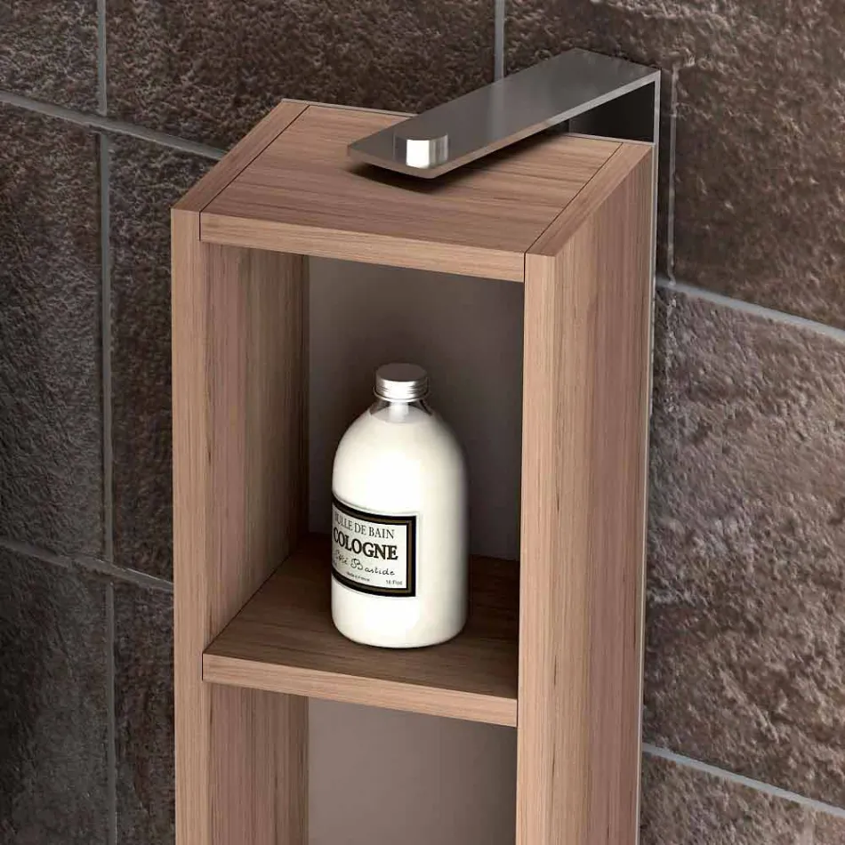 Composition de meubles de salle de bain suspendus en bois design made Italy Gênes Viadurini