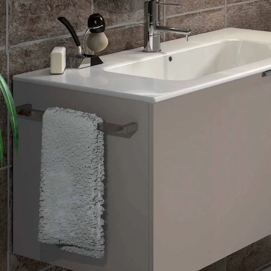 Composition de meubles de salle de bain suspendus en bois design made Italy Gênes Viadurini