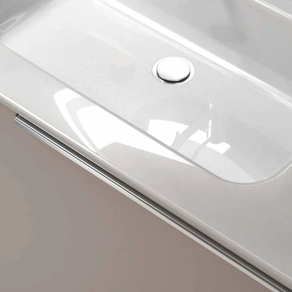 Composition de meubles de salle de bain suspendus en bois design made Italy Gênes Viadurini