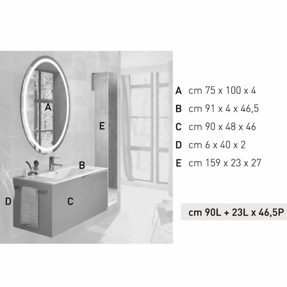 Composition de meubles de salle de bain suspendus en bois design made Italy Gênes Viadurini