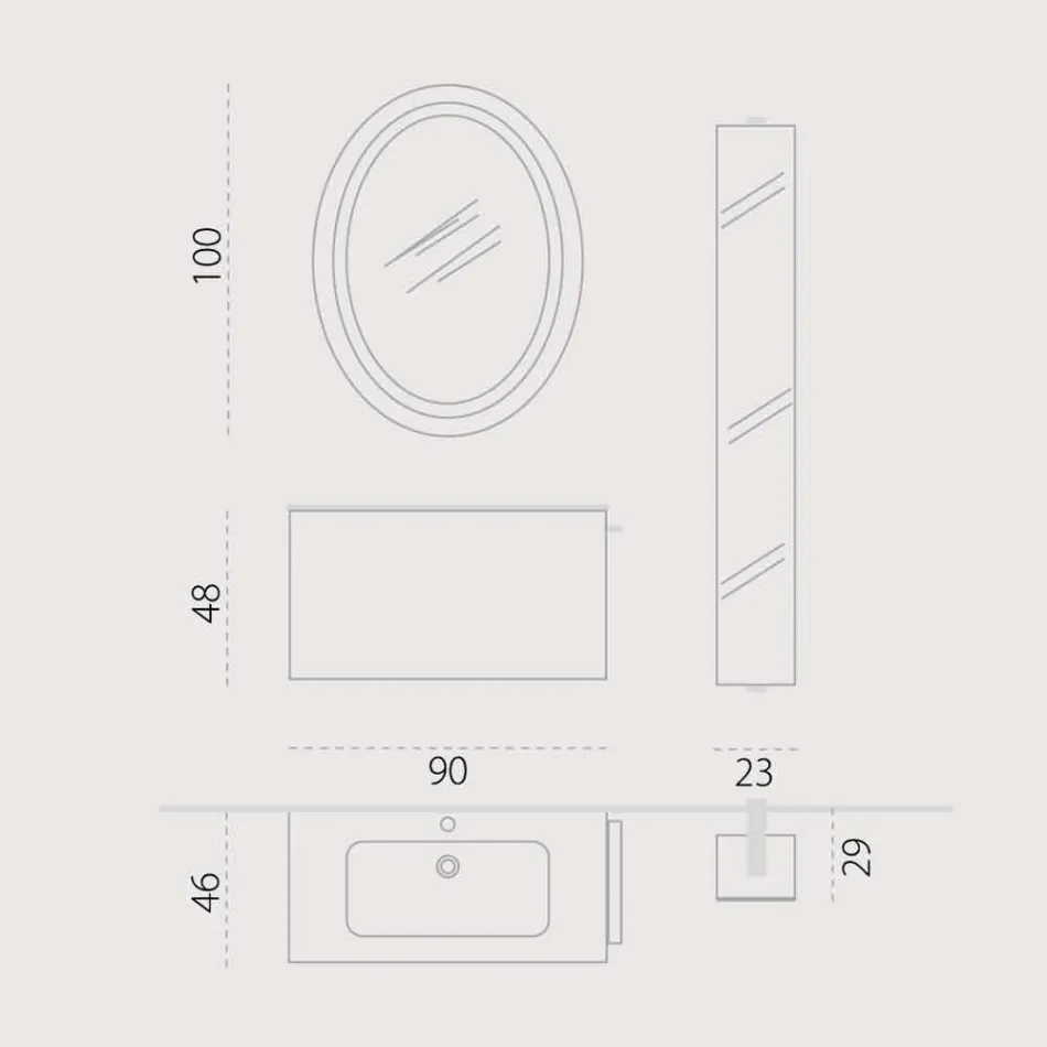 Composition de meubles de salle de bain suspendus en bois design made Italy Gênes Viadurini