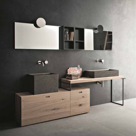 Composition de salle de bain moderne de meubles design au sol Made in Italy - Farart6 Viadurini