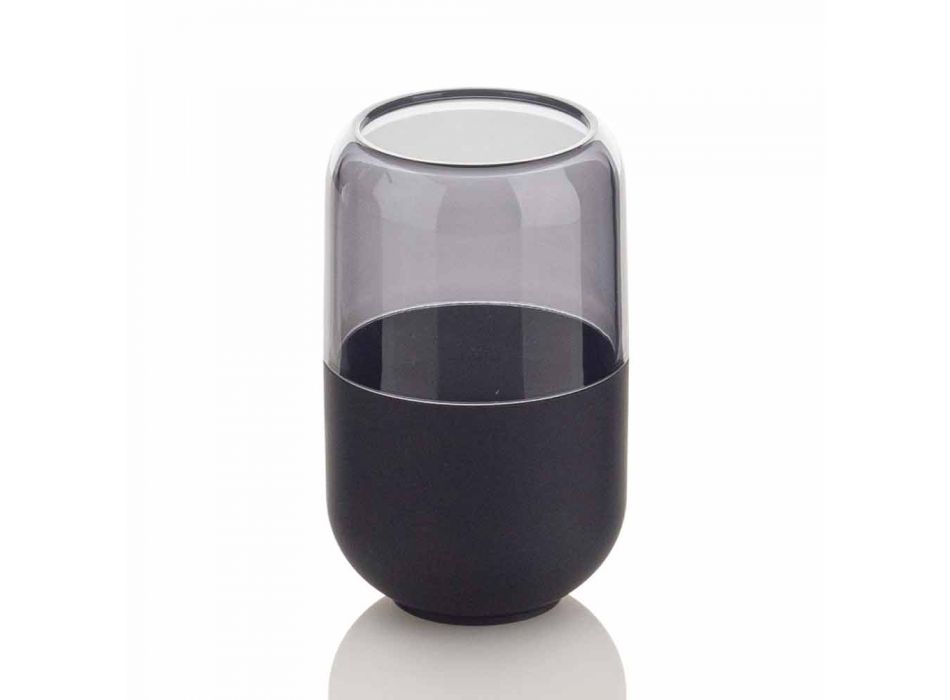 Composition moderne d'accessoires de salle de bain en plastique et caoutchouc noir - Noto Viadurini