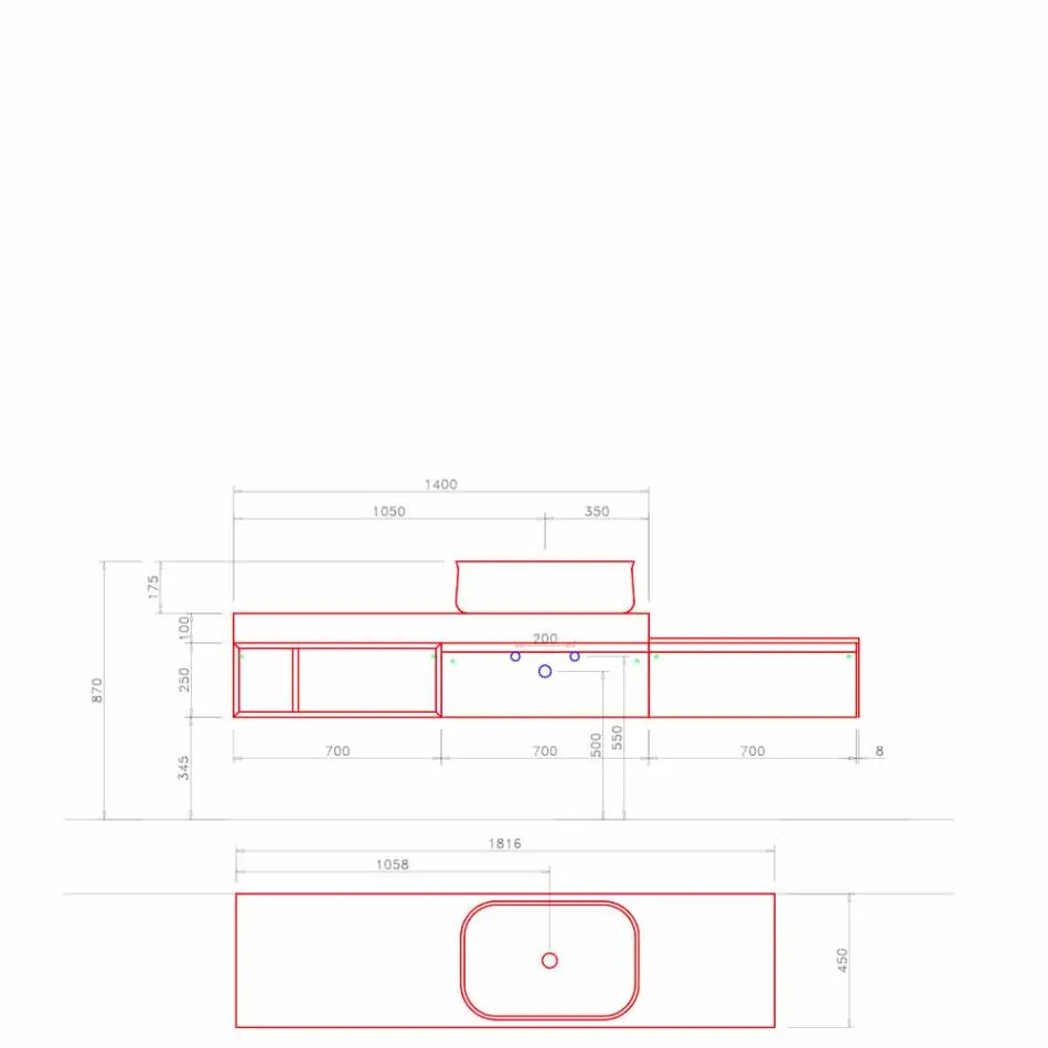 Composition moderne et suspendue de meubles de salle de bain design - Callisi2 Viadurini