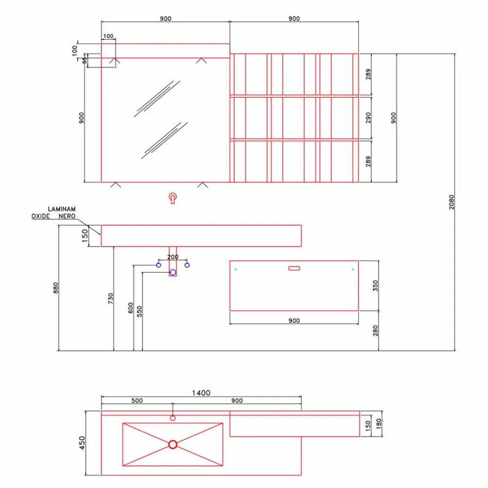 Composition pour salle de bain suspendue et design moderne Made in Italy - Farart9 Viadurini