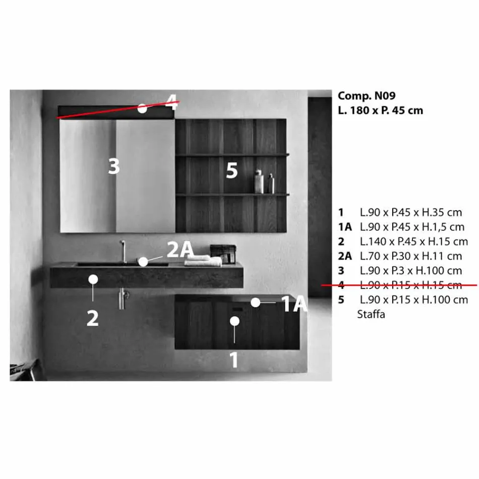 Composition pour salle de bain suspendue et design moderne Made in Italy - Farart9 Viadurini